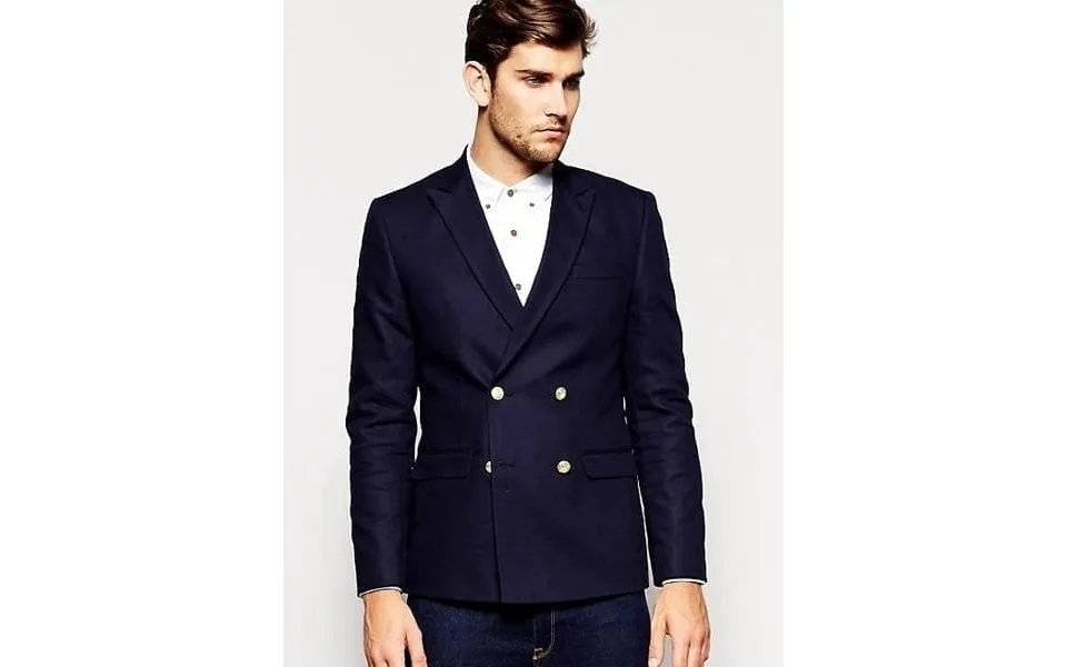 Black Or Navy Blue Men's Double Breasted Suits Jacket Slim Fit 4 Buttons Style Fabric Blazer Sport Coat