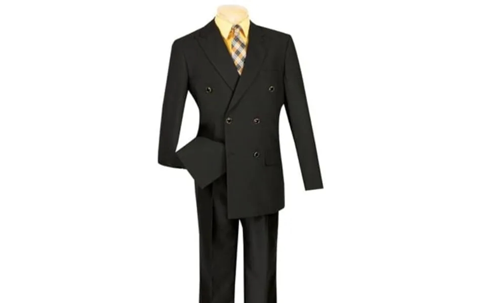 Lucci Men's Black 6 Button Men's Double Breasted Suits Jacket Blazer