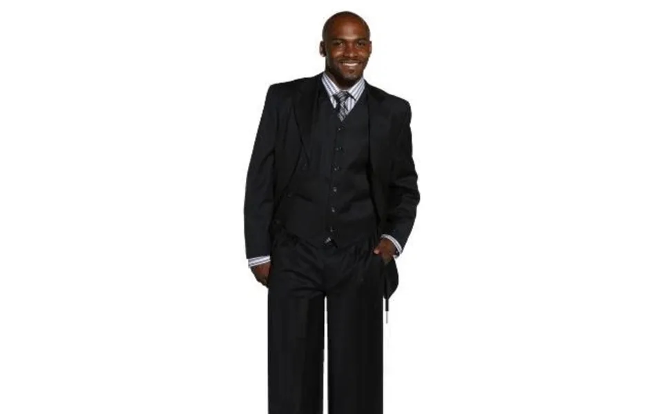 Men Black Pleated Pants - Athletic Fit Suits