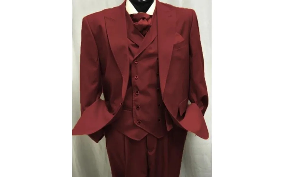 Men Burgundy Classic Fit Suit - Pleated Pants