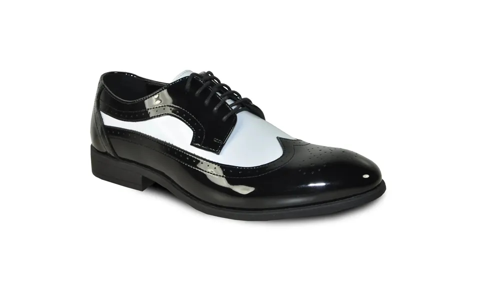 Mens 1920's Gangster Wingtip Dress Shoe In Black & White
