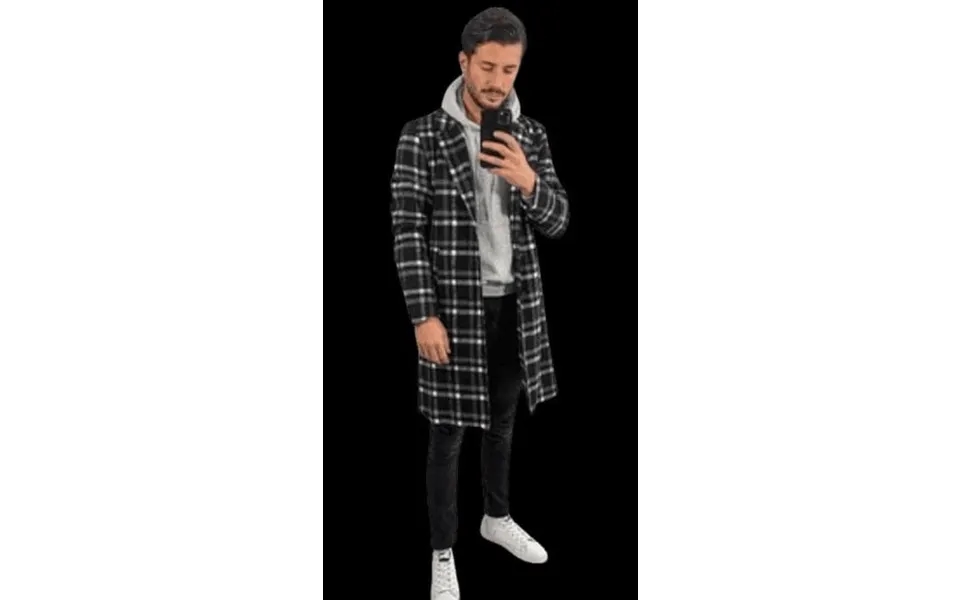 Mens Black Colors Plaids Overcoats
