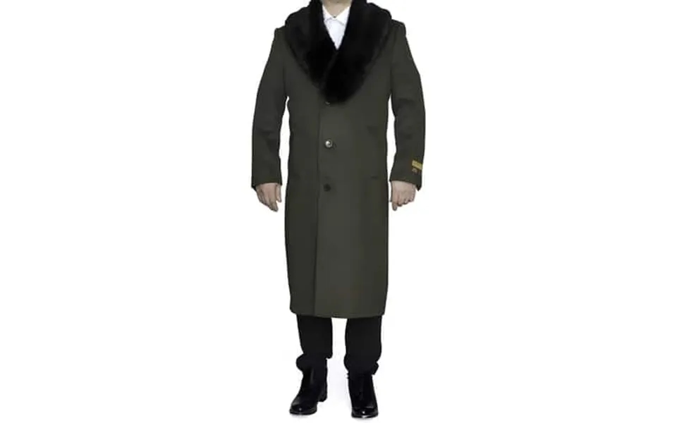 Mens Black Overcoat With Fur Collar For Sale