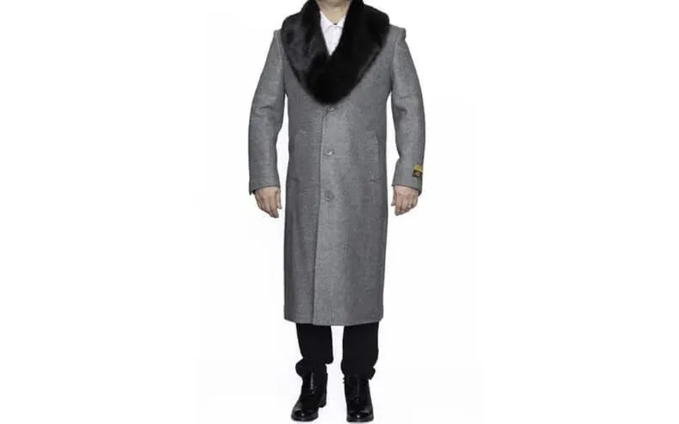 Mens Black Overcoat With Fur Collar For Sale
