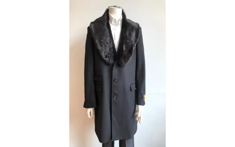 Mens Black Overcoat With Fur Collar