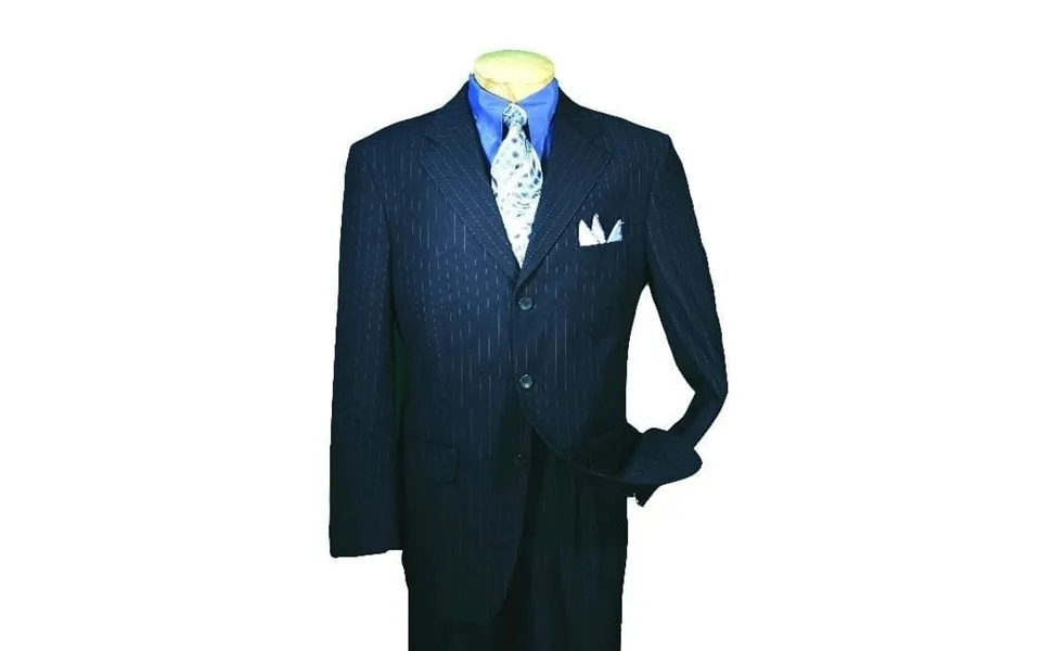 Men's Dark Navy Affordable Stripe Pinstripe Blue Pleated Pants Cheap Priced Business Suits Clearance Sale Online Sale Av