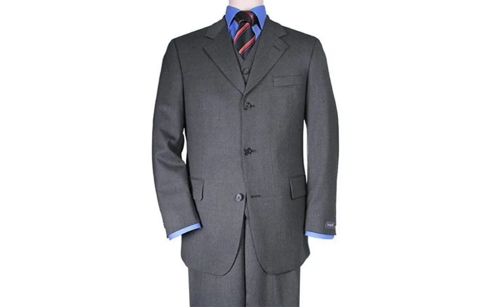 Mens Gray Classic Fit Pleated Pants - Athletic Fit Suits