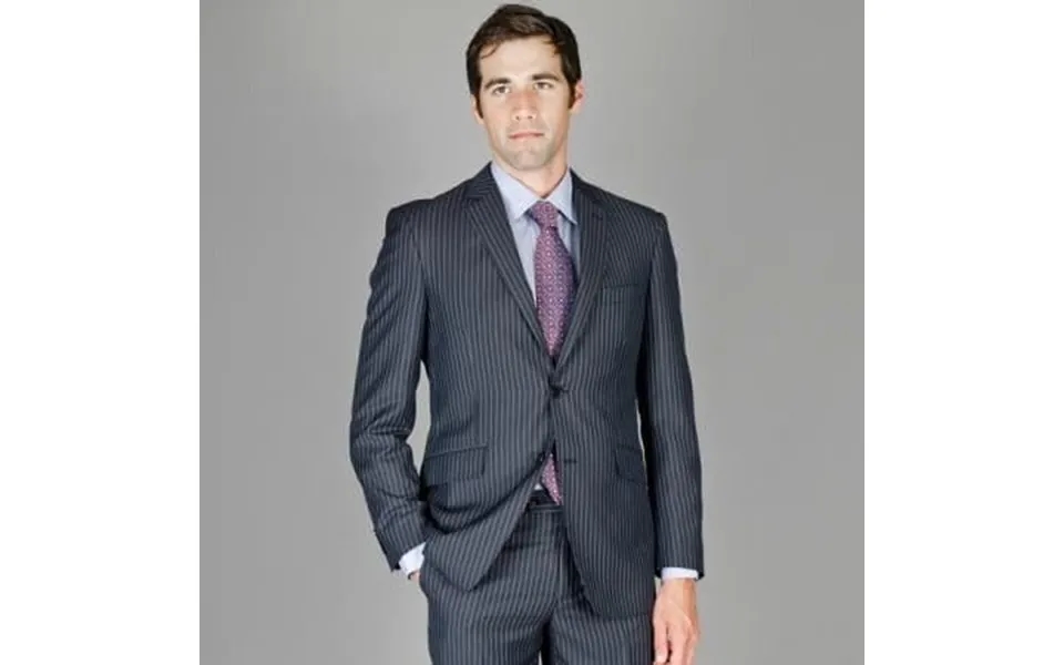Men's Slim Fit Black Blue Stripe Pinstripe And Silk Blend Suit