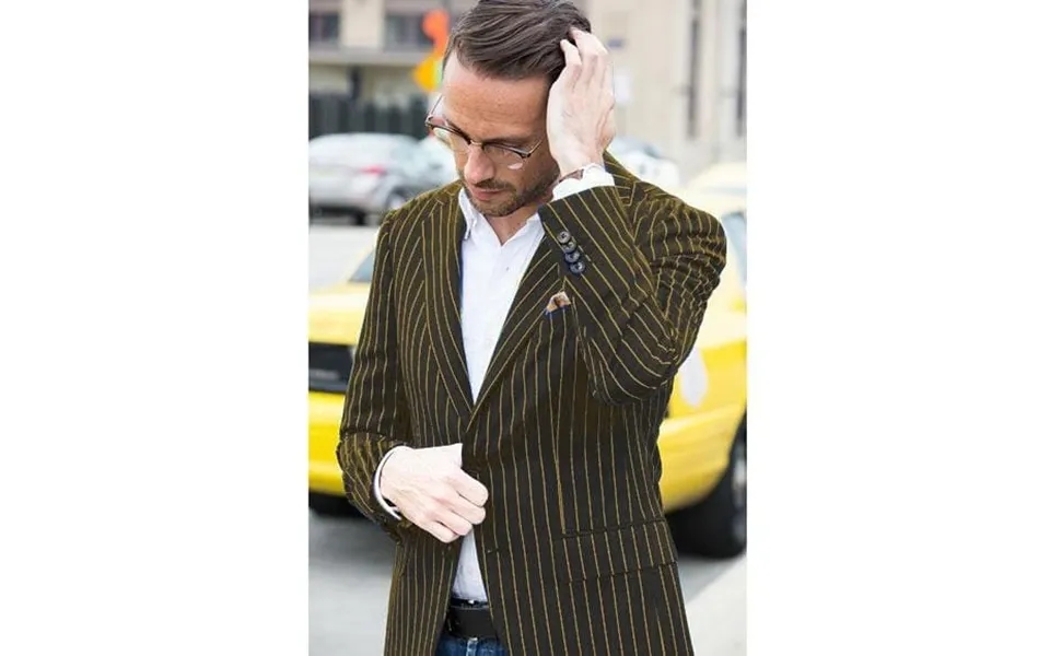 Pinstripe Blazer For Men - Bold Pinstripe Sport Jacket Perfect For Casual Or Dressy In Black And Gold