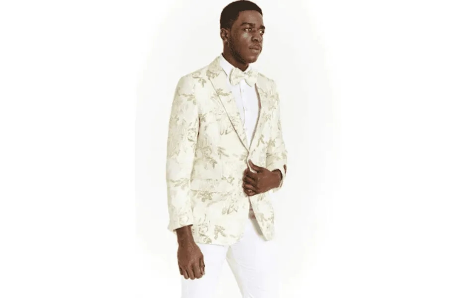 Style -b6362 White Dinner Jacket - White Paisley Blazer