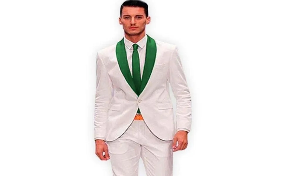 White And Hunter Green Tuxedo Vest - Olive Green Tuxedo