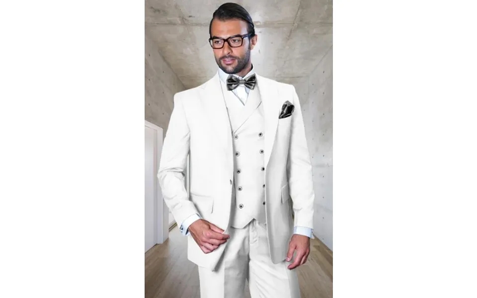 White Suit - Classic Fit With Double Breasted Vest