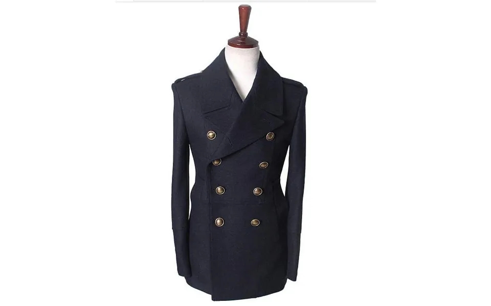 Wholesale-gothic Those Days Clothing British Winter Slim Fit Navy Blazer Wool Mens Pea Coat Trench Long Jackets Coats Fo