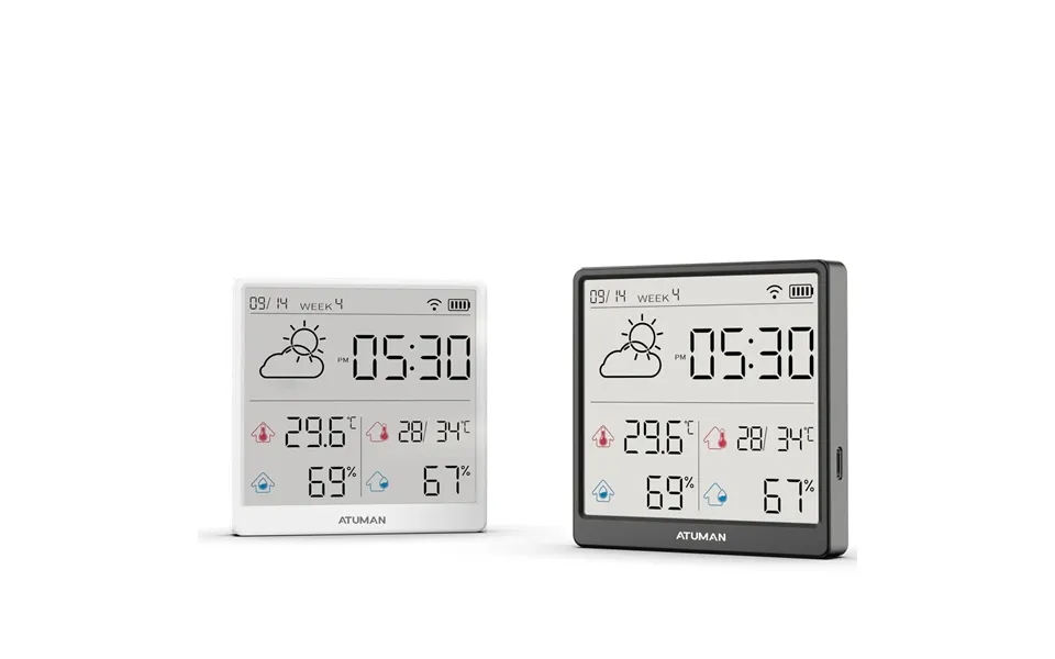1 2pcs Duka Atuman Th3hygrometer Wifi Indoor Outdoor Temperature Humidity Monitoring Humidity Meter With 4