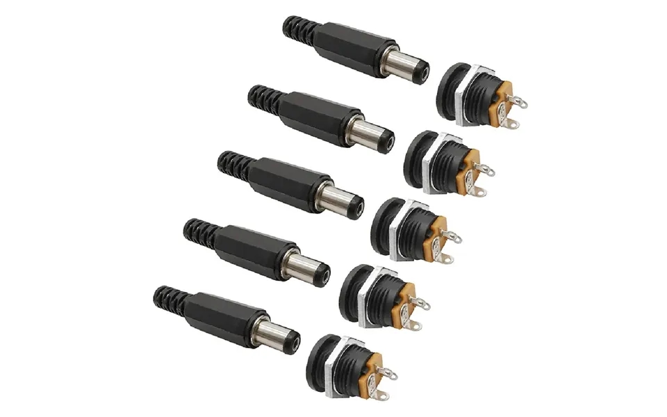 10pcs 5pairs 12v 3a 5.5 X 2.1mm Plastic Male Plugs Dc022 Dc Power Socket Female Jack Screw Nut Panel Mount Connector