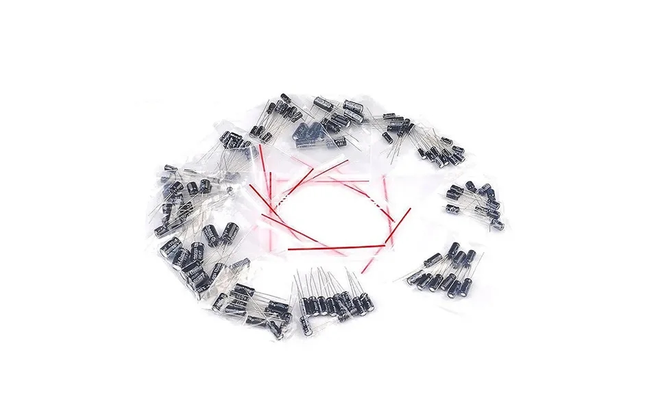 120pcs 12 Values 0.22uf-470uf In-line Electrolytic Capacitor Assortment Kit
