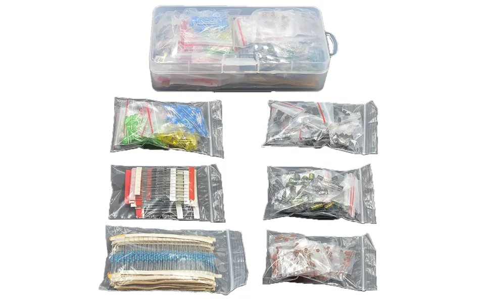 1390pcs 6 Kinds Of Electronic Component Packages Resistor Electrolytic Capacitor Led Light-emitting Diode Triode Ceramic