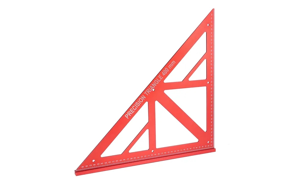 16 Inch 400mm Woodworking Triangle Measuring Ruler Aluminum Alloy Red High Precision 90 45 Degree Angle Clear Metric Sca