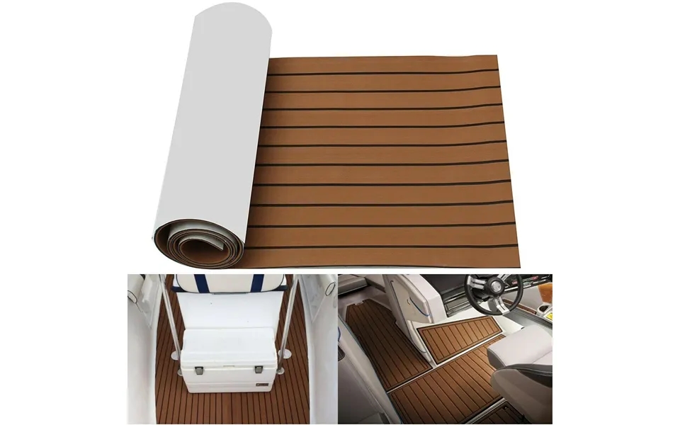 2400x600x6mm Eva Foam Brown With Black Line Boat Flooring Faux Teak Sheet Pad