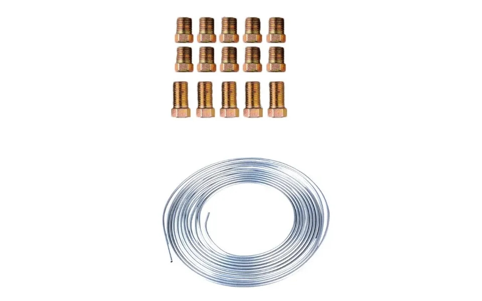 25ft Coil Roll Of 3 16 Od Steel Zinc Brake Line Fuel Tubing Kit With 15 Fittings Replacement Accessories