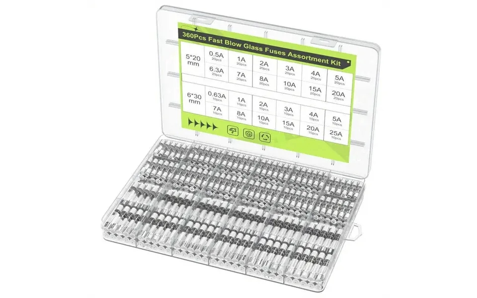 360pcs Fast Blow Glass Fuses Assortment Kit 24 Values Auto Fuses Assortment Kit 250v 0