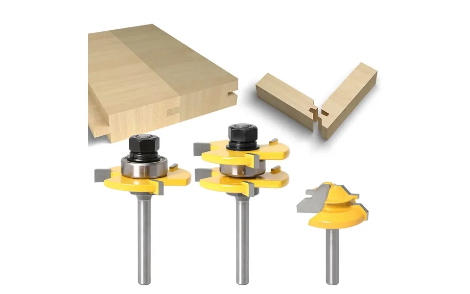 3pcs 6mm 1 4 Shank Tongue & Grooving Joint Router Bit 45 Degree Lock Miter Router Set Stock Wood Cutting
