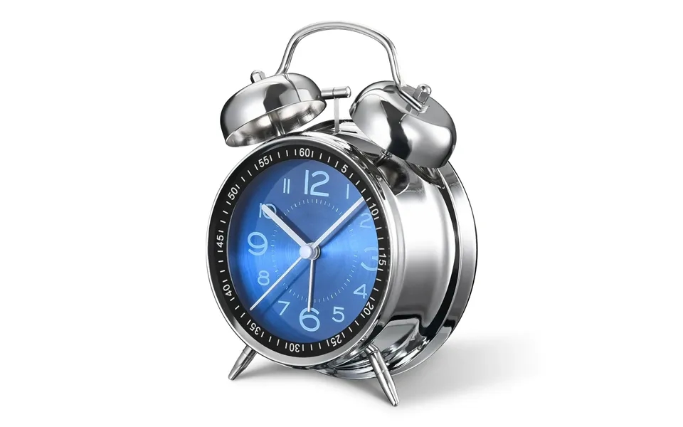 Agsivo 4 Inch Loud Alarm Clock Twin Bell Analog For Heavy Sleepers Silent Non-ticking Quartz With Backlight