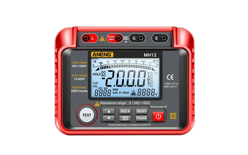 Aneng Mh12 Insulation Earth Resistance Tester Digital Meter Ac Dc Ammeter Transistor Tester Lcd Megohmmeter Meter Voltme