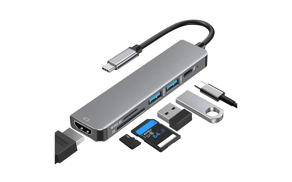 Bakeey 6-in-1 Usb-c Hub Adapter Hdmi 4k 30hz Usb3.0 Usb-cdocking Station 100w Pd Charging Sd Reader Witch Splitter For