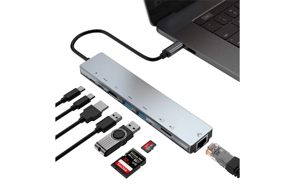 Bakeey Pb-c7366 8-in-1 Usb-c Hub Docking Station Adapter With 4k Hdmi Hd Display 87w Usb-c Pd3