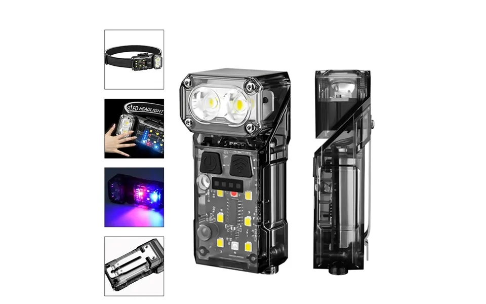 Bikight Sr06 Smart Sensor 700lm Bright Headlamp Multi-purpose 180 Rotatable Led Edc Clip Flashlight - Red Blue Light