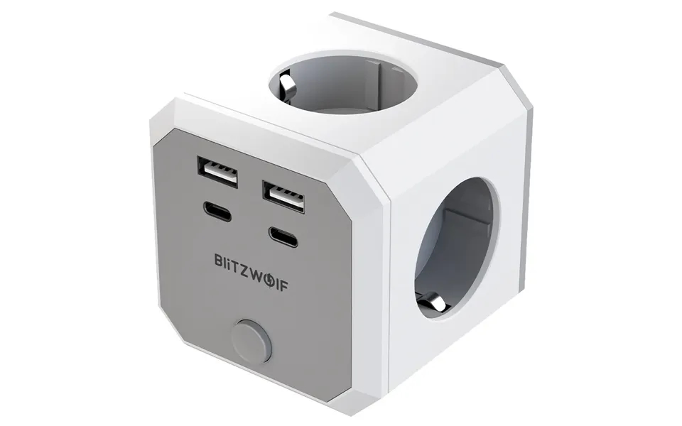Blitzwolf Bw-ec2 8-in-1 Wall Cube Socket Eu Plug Power Outlet Extender 4000w With Switch 4 Ac Outlets 2 Usb-a 2 Usb-