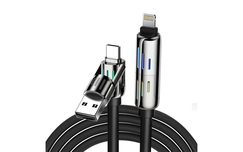 Blitzwolf Bw-hdc6 4-in-1 Usb Cable 1.2m Rgb Breathing Light Pd 240w Fast Charging Cable Zinc Alloy Shell & Liquid Silic