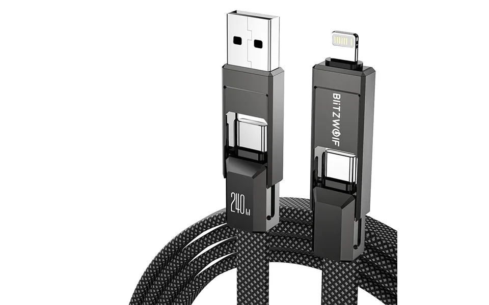 Blitzwolf Bw-hdc7 4-in-1 Fast Charging Cable Pd240w 1.2m Usb-c Data Cable Nylon Braided Extended Car Charging