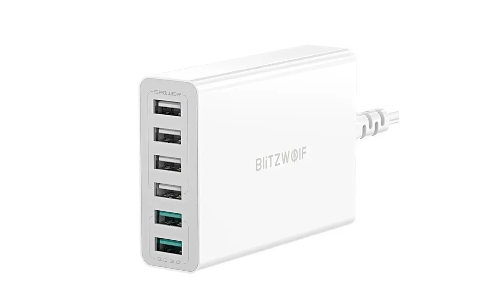 Blitzwolf Bw-s15 60w 6-ports Usb Charger Dual Qc3.0 Desktop Charging Station Smart Charger Eu Plug Adapter