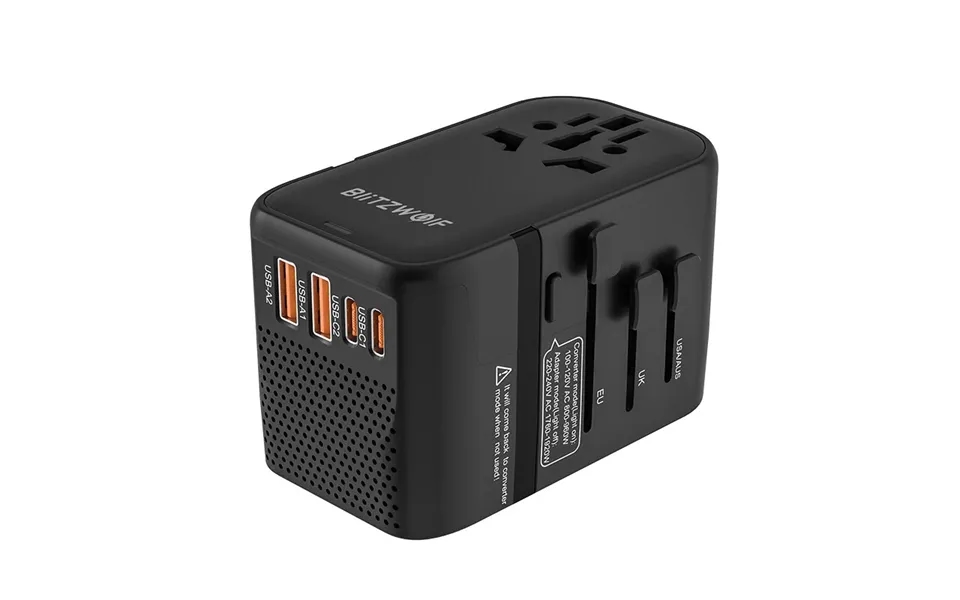 Blitzwolf Bw-ta3 Universal Travel Adapter With 4 Ac Outlet 2 Usb-c 2 Usb-a Ports International Travel Plug 220v To 110v