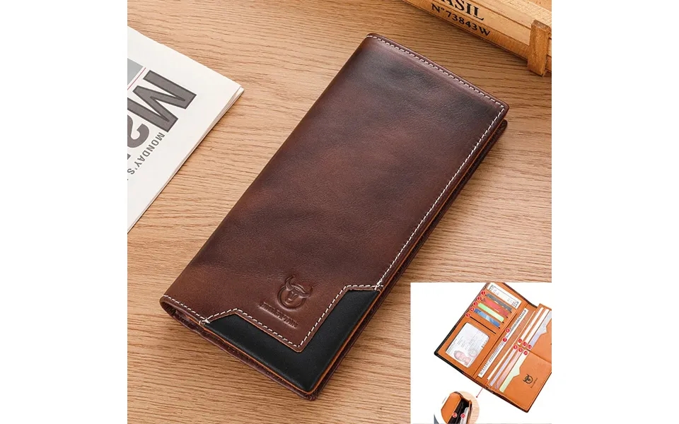 Bullcaptain Genuine Leather Men’s Long Wallet Large-capacity Coin Purse Rfid Blocking Credit Card Holder Multifunctional