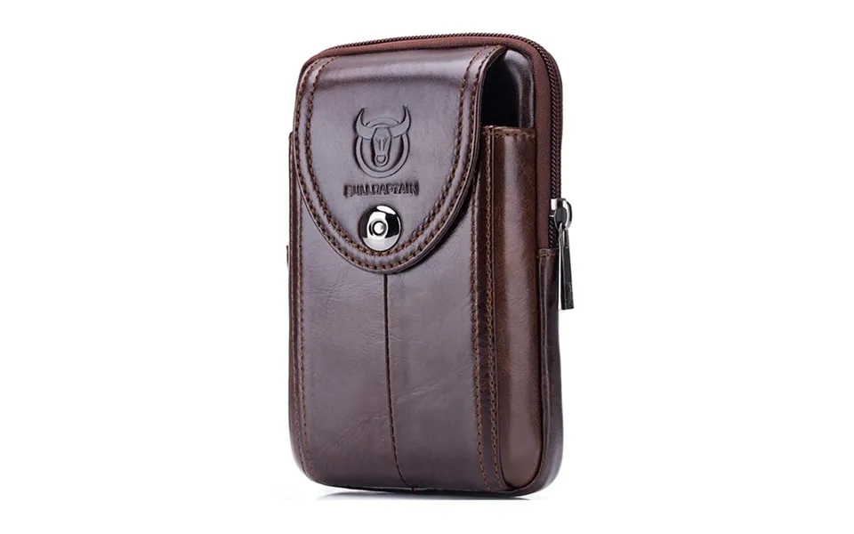 Bullcaptain Genuine Leather Waist Pack Mens Small Fanny Belt Bag Travel Phone Pouch Male Work Leather Waist Bag