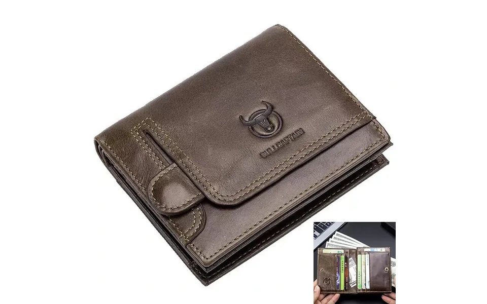 Bullcaptain Genuine Leather Wallet For Men Retro Large Capacity Wallet Rfid Blocking Wallet Multi-card Position Credit C
