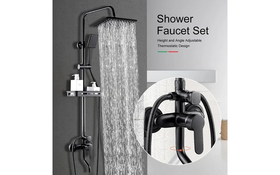 Bvsoivia 3 In 1 Bathroom Shower Faucet Rainfall Shower Set Matte Black Wall Mount Bathtub Shower Mixer Tap Shower System
