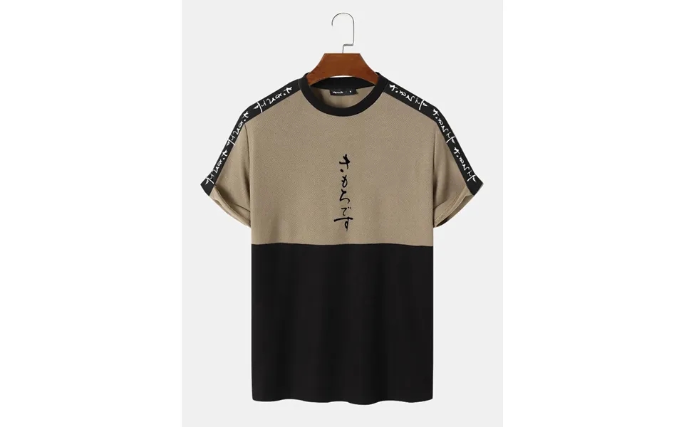 Charmkpr Mens Japanese Embroidered Patchwork Knit Short Sleeve T-shirts