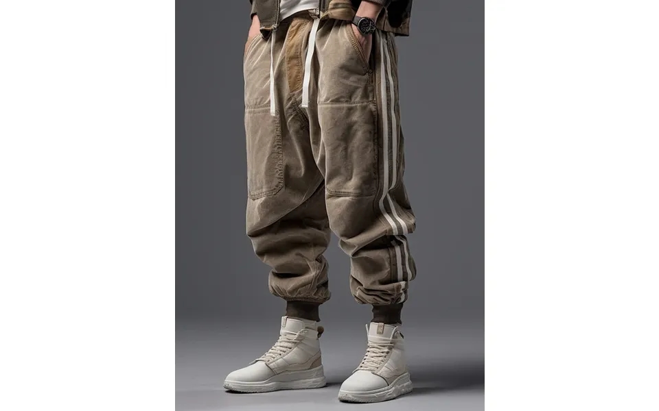 Charmkpr Mens Pants Side Stripe Patchwork Loose Drawstring Waist Trousers