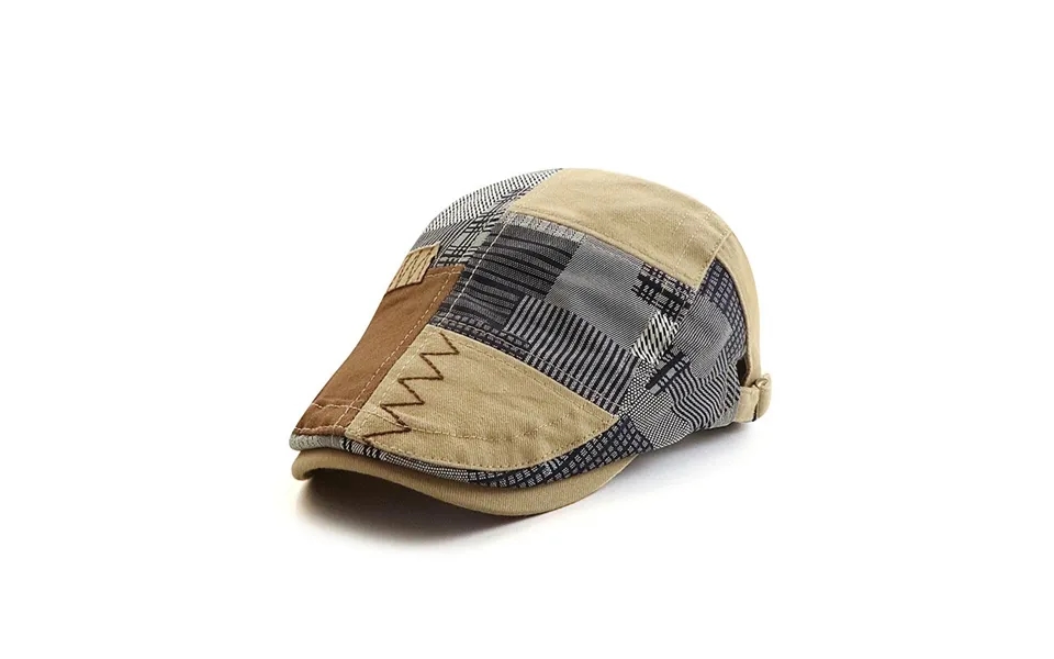 Collrown Men Berets Retro Patchwork Plaid Hat Men's Flat Cap England Newsboy Cap Classic Peaked Painter Caps For Spring