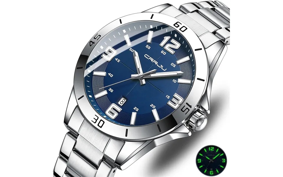 Crrju Luxury Men's Business Watches Fashion Stainless Steel Quartz Watches Auto Date Luminous Steel Bracelet Wristwatch