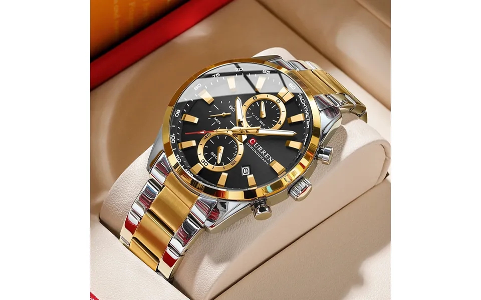 Curren Business Men Watch Steel Band Multifunctional Chronograph Wristwatch Waterproof Round Watch - Ideal Choice For Gi