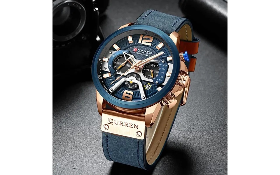 Curren Chronograph Men Watch Casual Sports Fashion Calendar Analog Genuine Leather Wrist Watch
