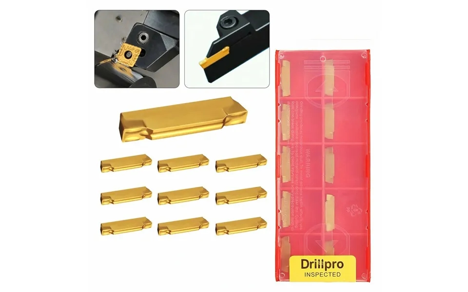 Drillpro 10pcs Mgmn200-g Carbide Inserts Blades For Mgehr Mgivr Grooving Cut-off Tool Carbide Insert Lathe Cutter Tool