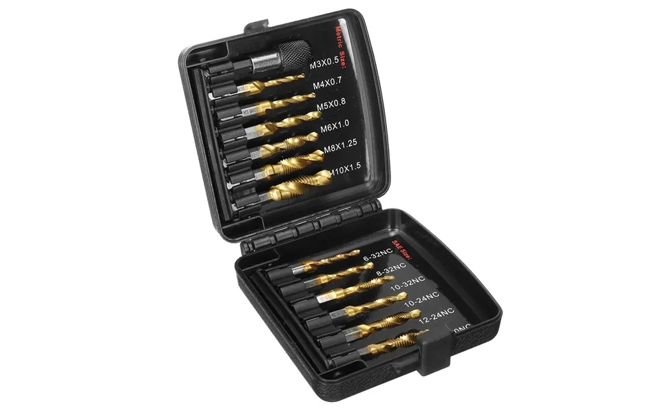 Drillpro 13pcs M3-m10 Metric Screw Thread Tap Drill Bits Set Hex Shank Drill Bit Screw Compound Tap Hand Tools With Join