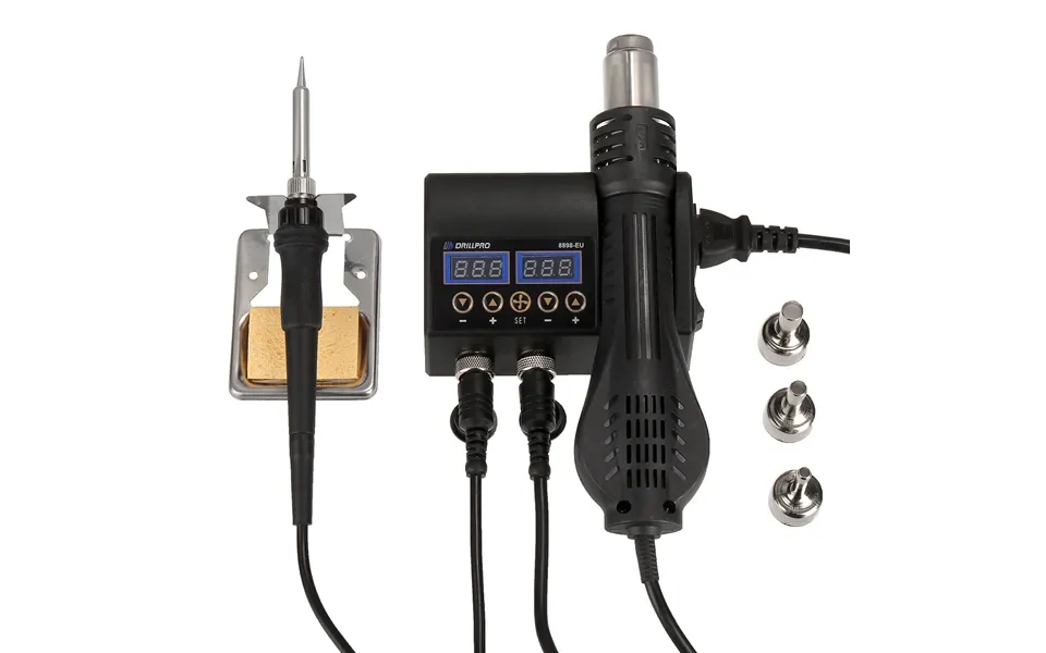 Drillpro 2 In 1 750w 220v 110v Soldering Station Hot Air Gun Heater Lcd Digital Display Soldering Iron Welding Rework St