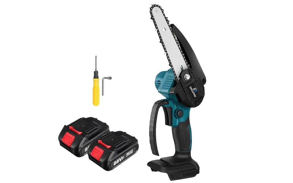 Drillpro 6 Inch Electric Chainsaw 2000w Pure Copper Motor Compatible With 18v Battery 6500mah Peak Cordless Wood Cutter